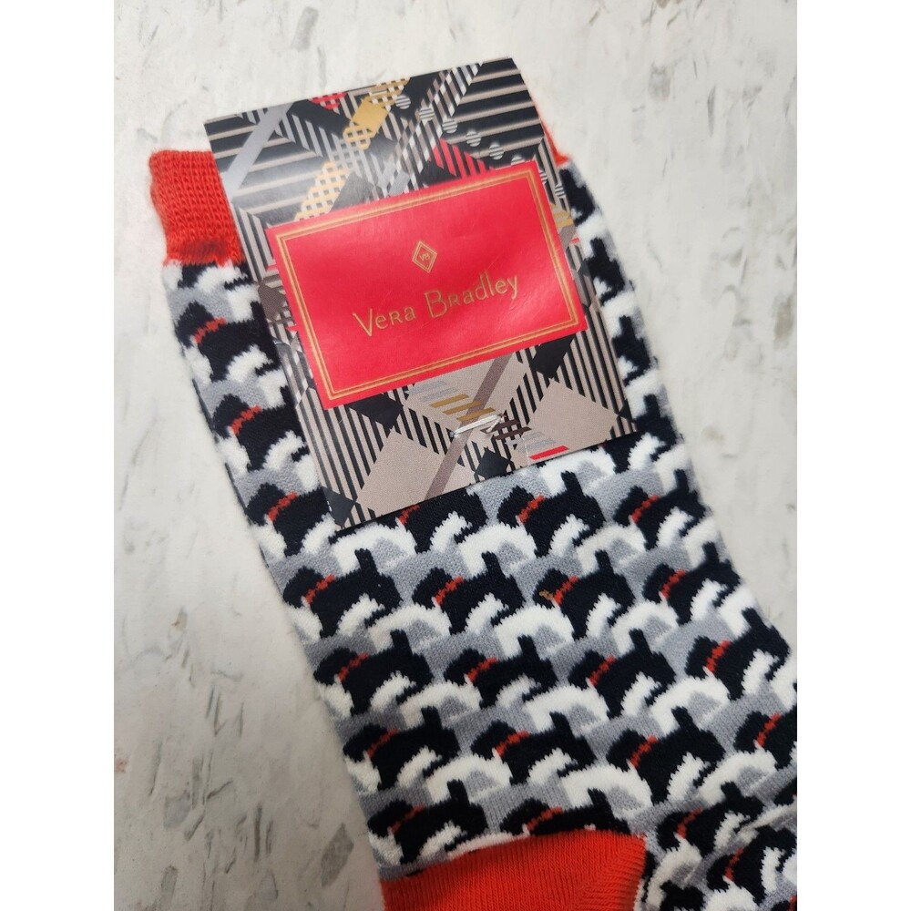 Vera Bradley Women's Crew Socks Dog Red Grey and Black Brand New. 1 Pair Cute